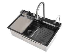Buy X-S-B-7546-HO Single Bowl Piano Sink – SS304, Glass Panel, Pull-Out Faucet