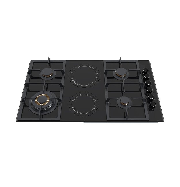 XGT-5-GE Gas Hob with 4 Brass Burners and 2 Infrared Electric Burners