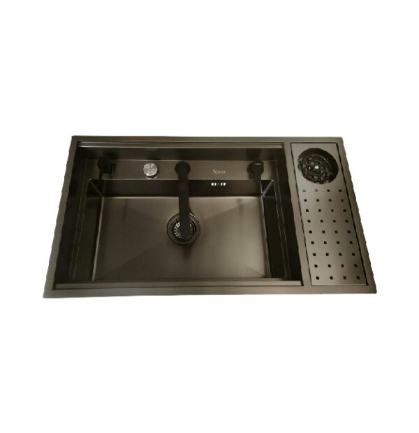 X-S-B-8246-N SS 304 Black Single Bowl Sink with Glass Cover – Buy Online